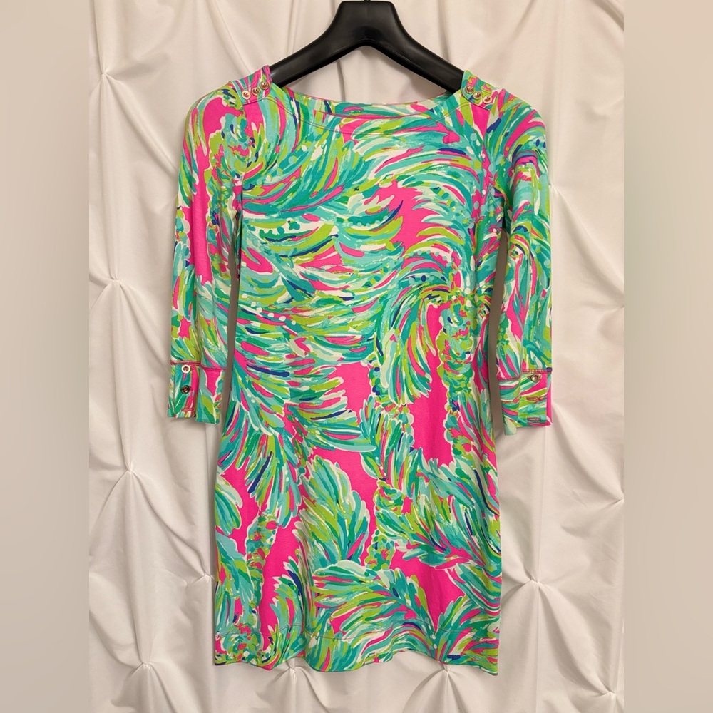 Vibrant Pink and Green Women's Lilly Pulitzer XXS Small Dress